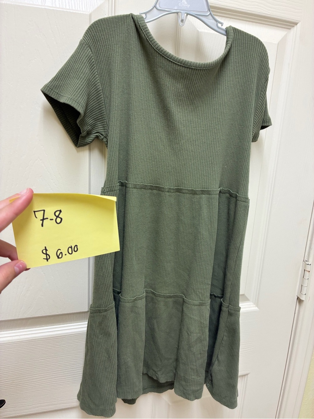 Old Navy Olive Green Ribbed Tiered Casual Dress